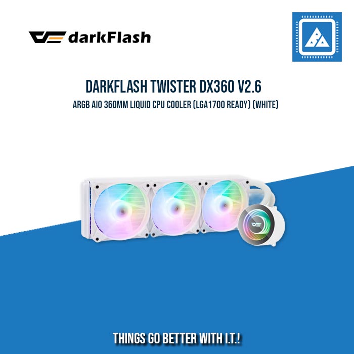 DARKFLASH TWISTER DX360 V2.6 ARGB AIO 360MM LIQUID CPU COOLER (LGA1700 READY) DARKFLASH TWISTER DX360 V2.6 ARGB AIO 360MM LIQUID CPU COOLER (LGA1700 READY)